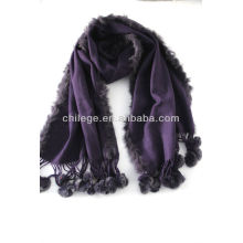 cashmere pashmina wraps with fur balls